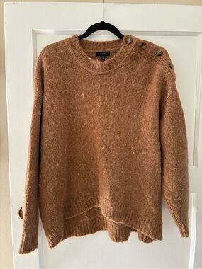 J. Crew Rusty Camel Crewneck Sweater with Shoulder Buttons